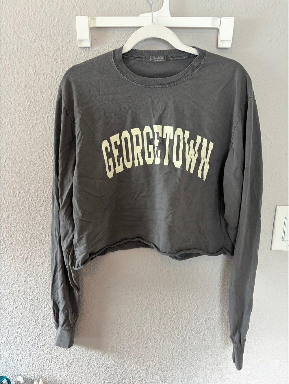 John Galt Grey Georgetown cropped long sleeve. Best for M